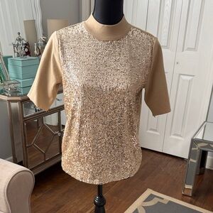 Ann Taylor Gold Sequin Tee - Size Small - Perfect For The Holidays